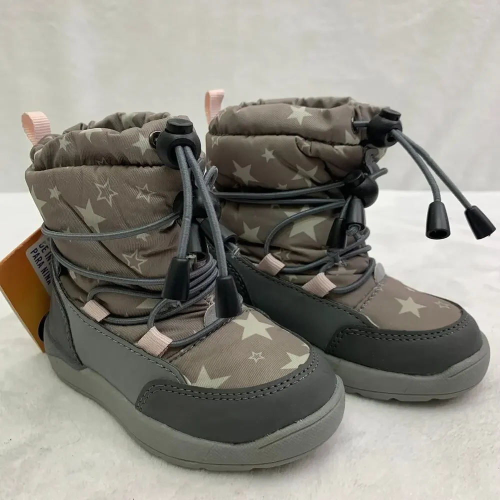 NWT 3M Scotchlite Toddlers Girls 6.5 Winter Boots Gray Snowflakes Waterproof